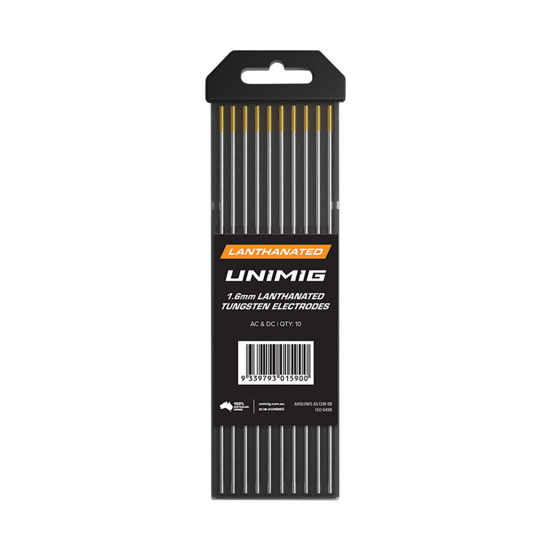 UNIMIG Gold Tungsten Electrodes 1.6mm 10pk, , scaau_hi-res