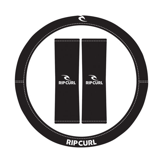 Rip Curl Logo Neoprene Steering Wheel Cover & Seat Belt Buddie Set White/Black, , scaau_hi-res