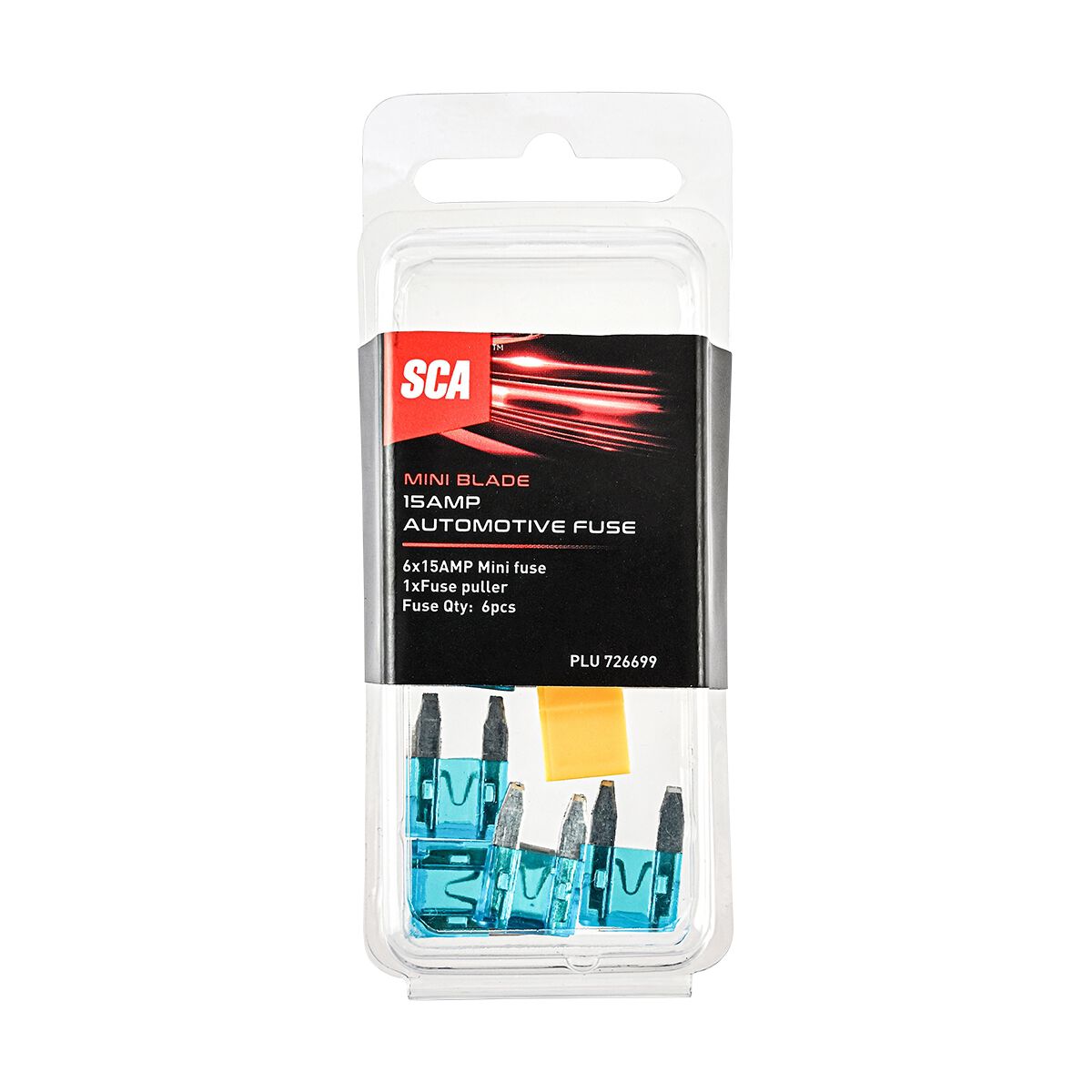 SCA Automotive Fuses - Mini Blade, 15 Amp, 6 Piece, , scaau_hi-res
