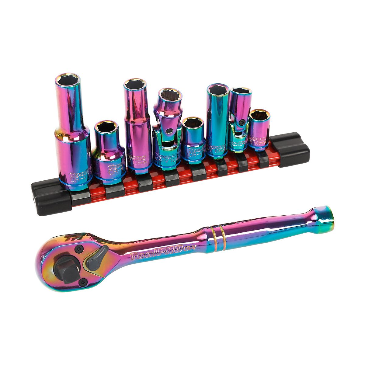 ToolPRO Ratchet & 10mm Sockets Set 9 Piece, , scaau_hi-res