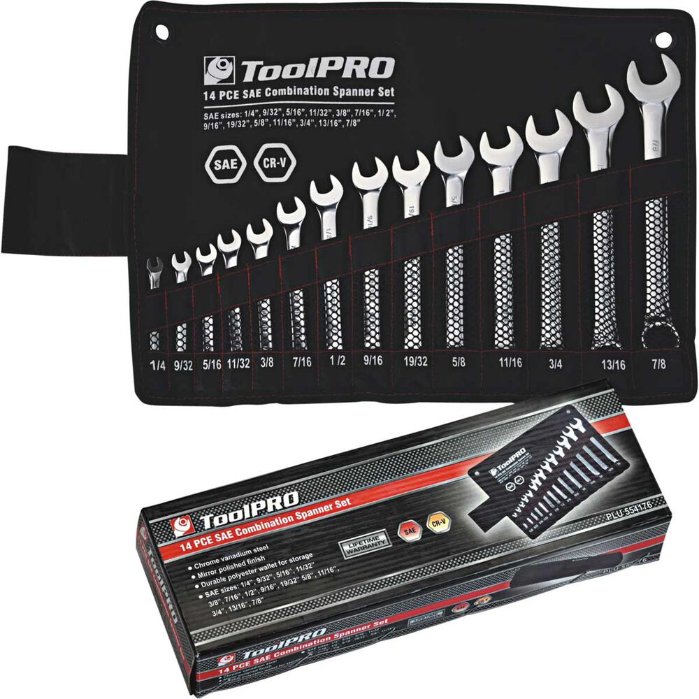 ToolPRO Spanner Set Combination SAE 14 Piece Supercheap Auto
