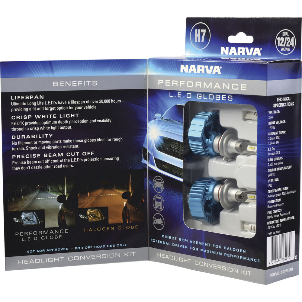 narva led headlight conversion kit h7 12 24v supercheap auto