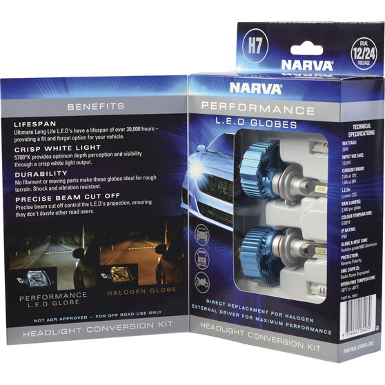 narva led headlight conversion kit h7 12 24v supercheap auto