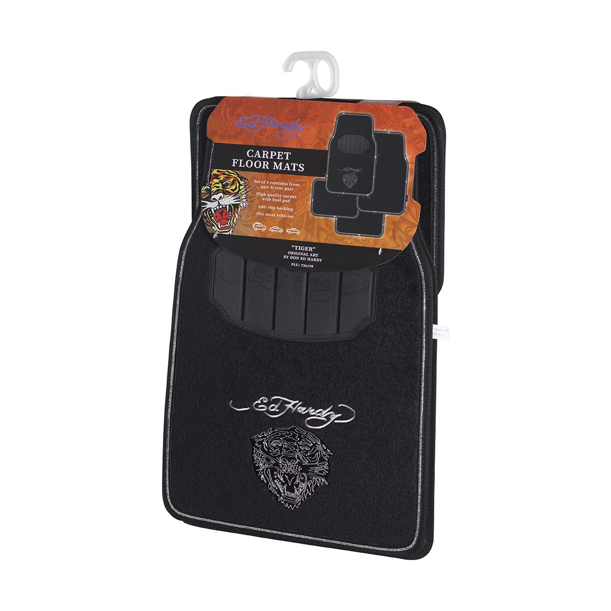 Floor Mats Ed Hardy Tiger Bling Carpet 4pk, , scaau_hi-res