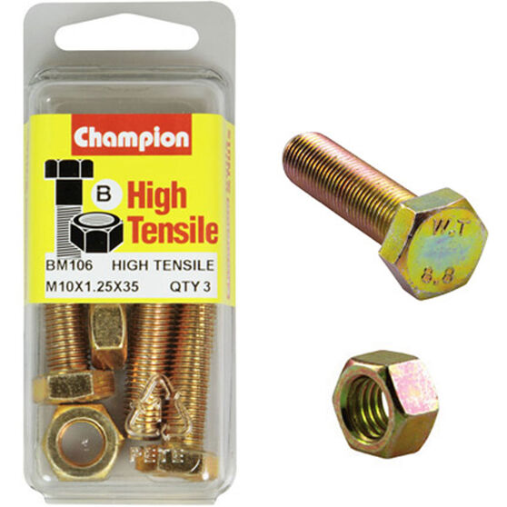 Champion High Tensile Bolts and Nuts BM106, M10x1.25 x 35mm, , scaau_hi-res