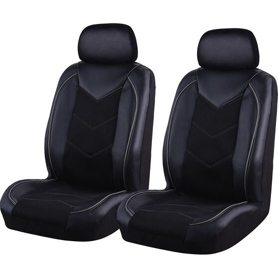 SCA Sports Leather Look and Mesh Seat Covers Black and Grey