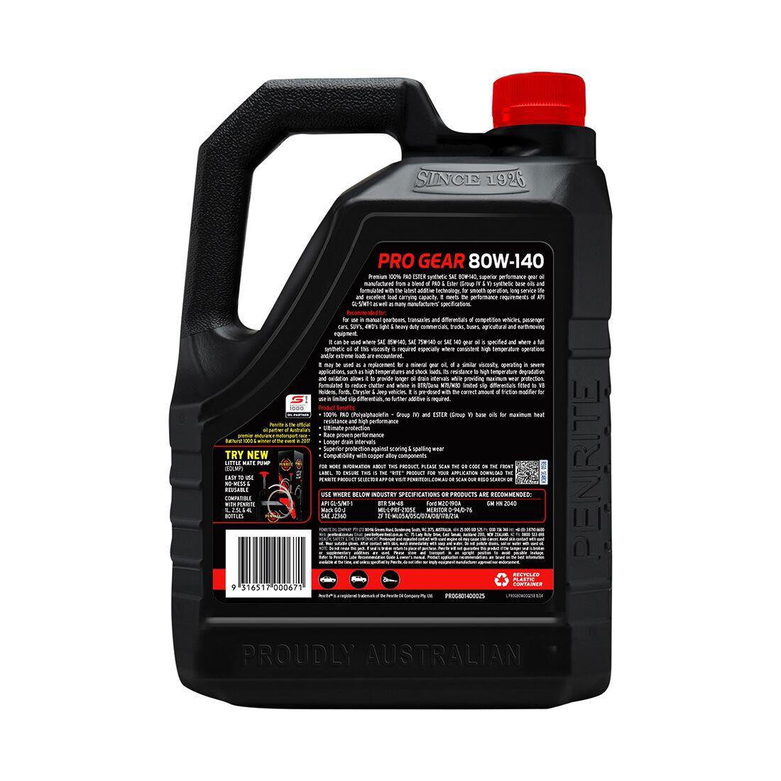 Penrite Pro Gear Oil - 80W-140 2.5 Litre, , scaau_hi-res