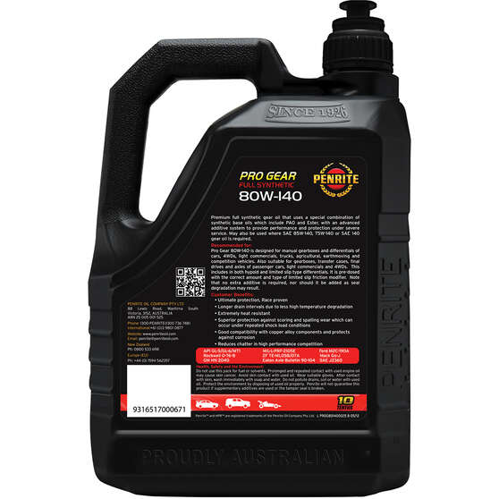 Penrite Pro Gear Oil - 80W-140 2.5 Litre, , scaau_hi-res