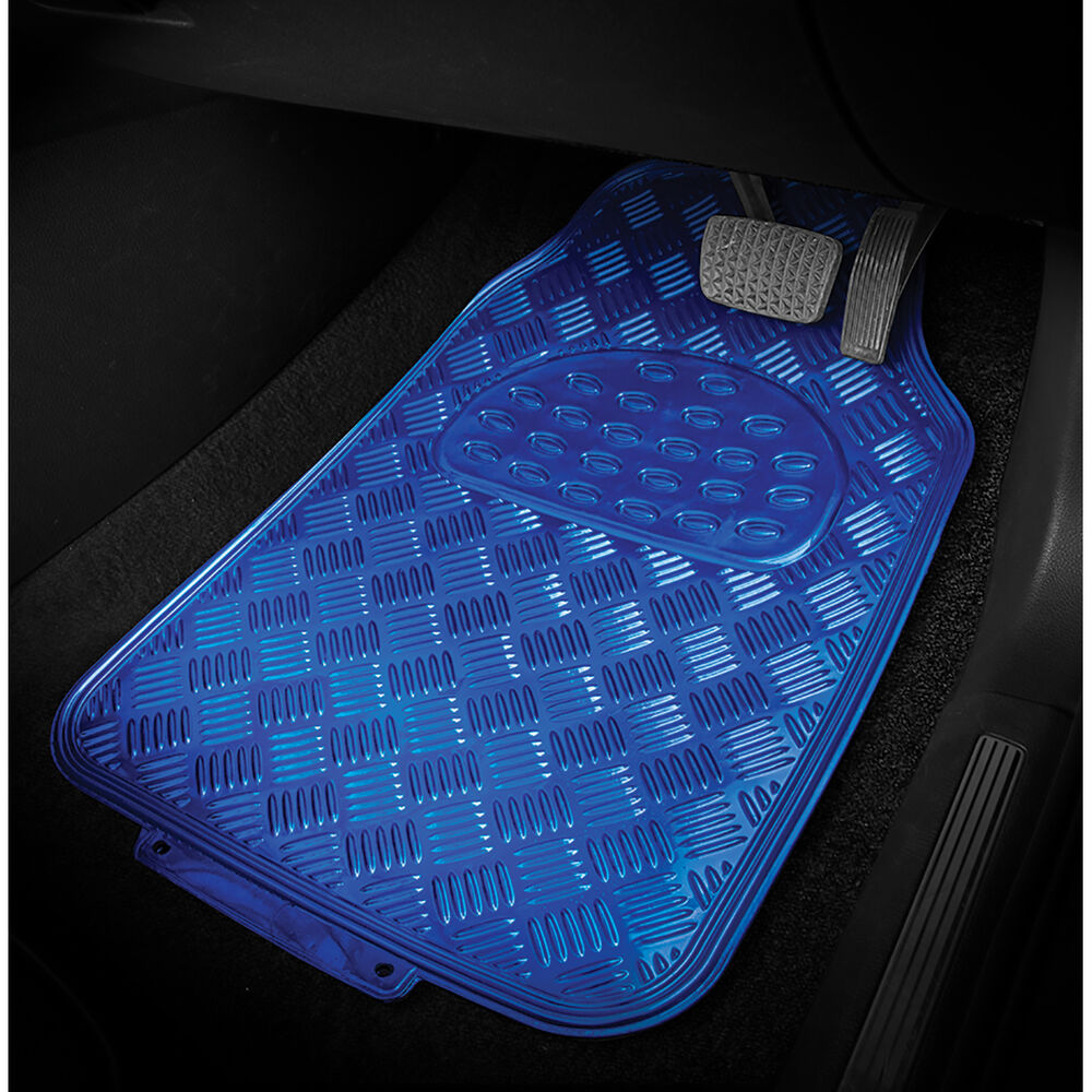 SCA Checkerplate Car Floor Mats PVC Blue Set of 4 Supercheap Auto