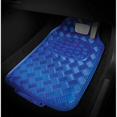 SCA Checkerplate Car Floor Mats PVC Blue Set of 4, , scaau_hi-res