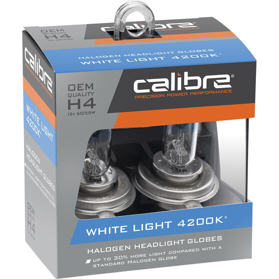 Calibre White Light 4200K Headlight Globes - H4, 12V 60, CA4200H4, , scaau_hi-res