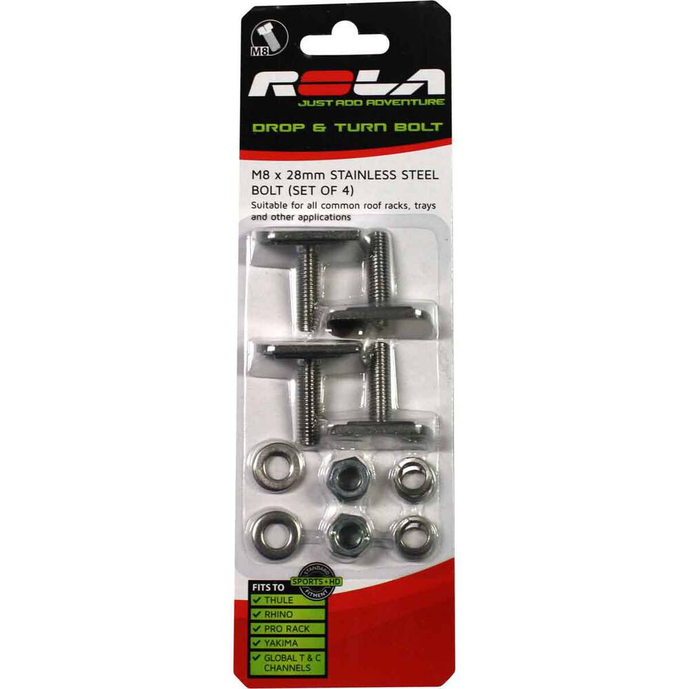Rola Drop Turn Channel Bolt M8 x 28mm Pack Supercheap Auto