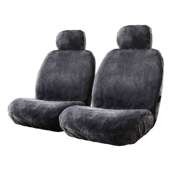 Gold Cloud Sheepskin Seat Covers Slate Adjustable Headrests Size 30 Front Pair Airbag Compatible Slate 6132 Supercheap Auto