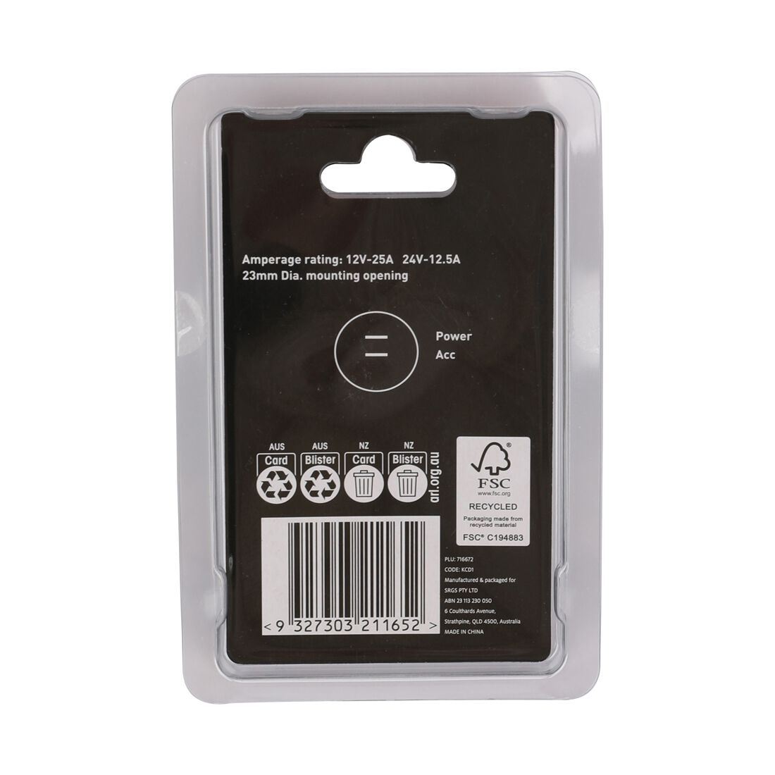 SCA Rocker Switch Round - 12/24V, On/Off, Plastic, , scaau_hi-res