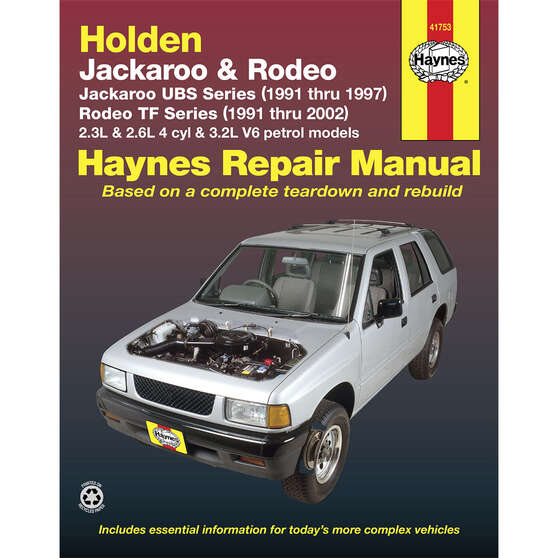 Haynes Car Manual For Holden Jackaroo / Rodeo 1991-2002 - 41753, , scaau_hi-res