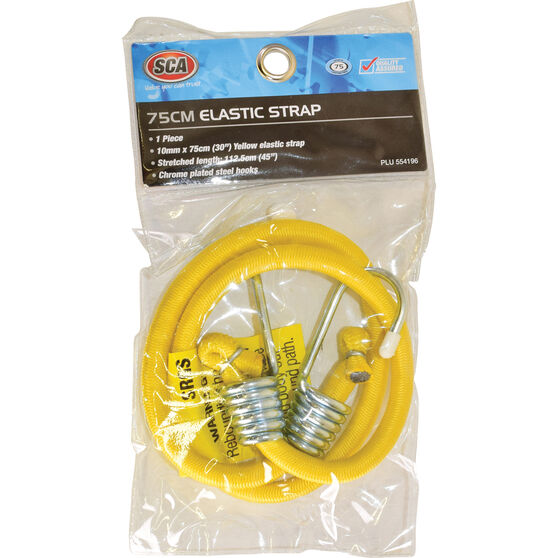 SCA Metal Hook Bungee Cord - 75cm Yellow, , scaau_hi-res