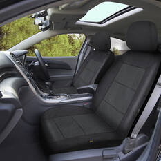 SCA Premium Jacquard and Velour Seat Covers Black Adjustable Headrests Airbag Compatible 30SAB, , scaau_hi-res