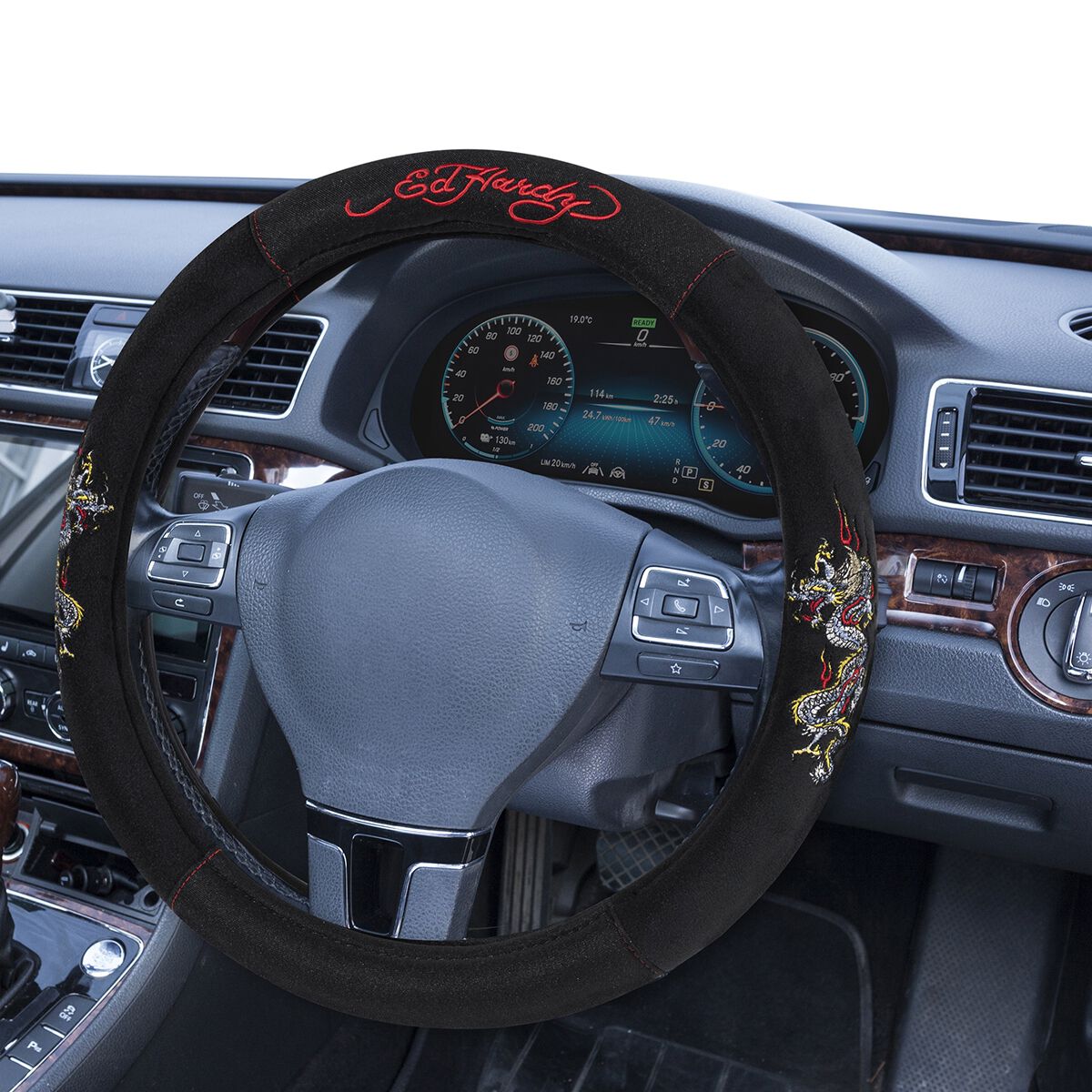 Ed Hardy Dragon Steering Wheel and Belt Cover Set - Velvet/Twill, , scaau_hi-res