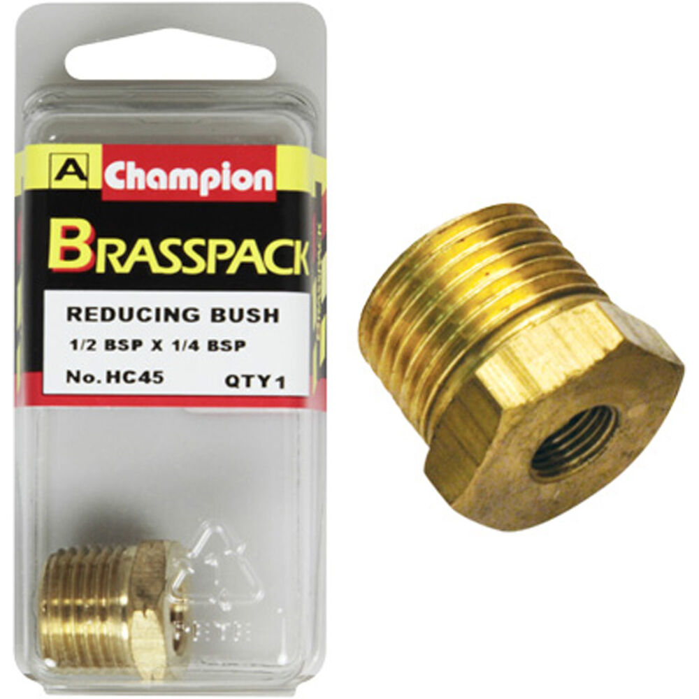 Champion Brass Pack Hex Reducing Bush HC45, 1/2" to 1/4" Supercheap Auto