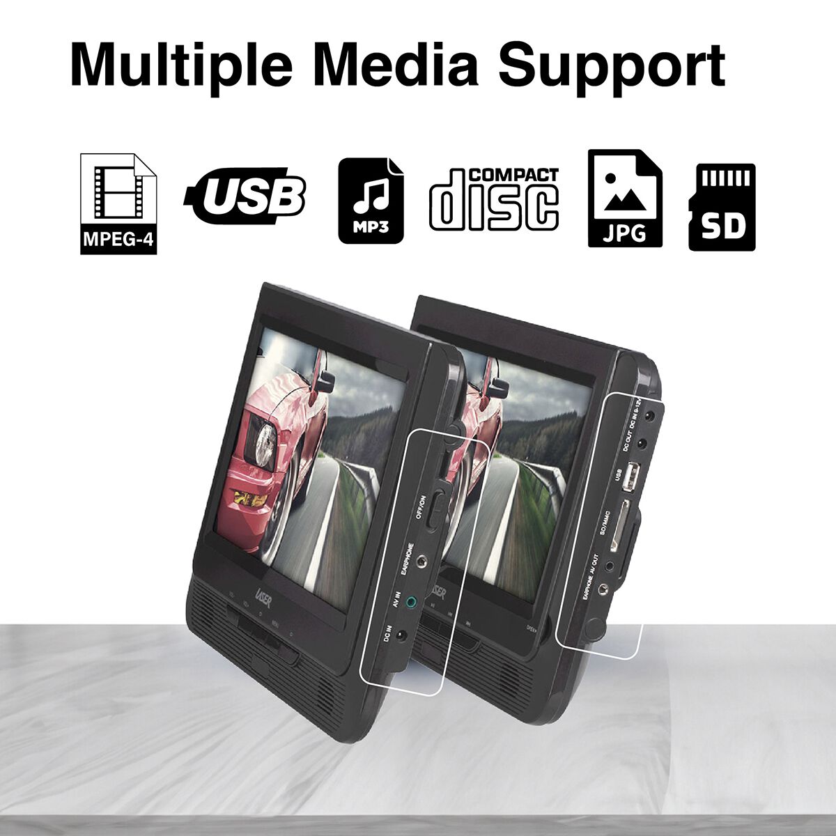 Laser 9" Portable Dual-Screen DVD Player LASER-PT9-DUALD, , scaau_hi-res