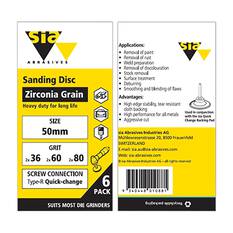 SIA Abrasives Abrasive Disc 50mm, 2820 Series, Quick Change, Mixed Grit, 6 Pack, , scaau_hi-res