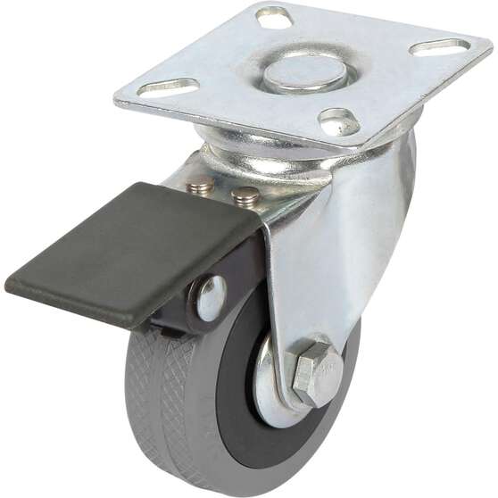 SCA Castor Wheel - 50 x 17mm, Plastic Brake, Swivel, , scaau_hi-res