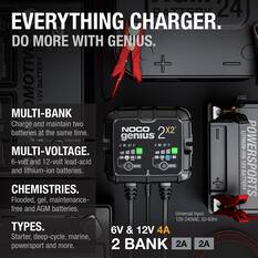 NOCO Genius 2X2 Smart Battery Charger 6V/12V 2-Bank 4 Amp, , scaau_hi-res