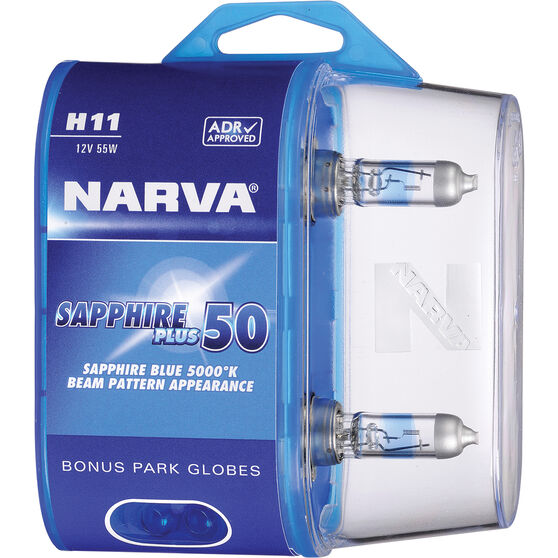 Narva Sapphire Plus 50 Headlight Globes - H11, 12V 55W, 48528BL2, , scaau_hi-res