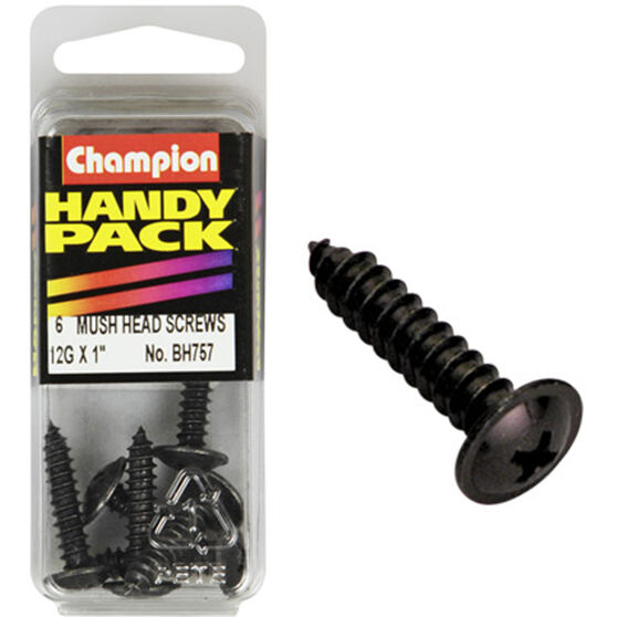 Champion Mush Head Screws - 12G X 1ininch, BH757, Handy Pack, , scaau_hi-res