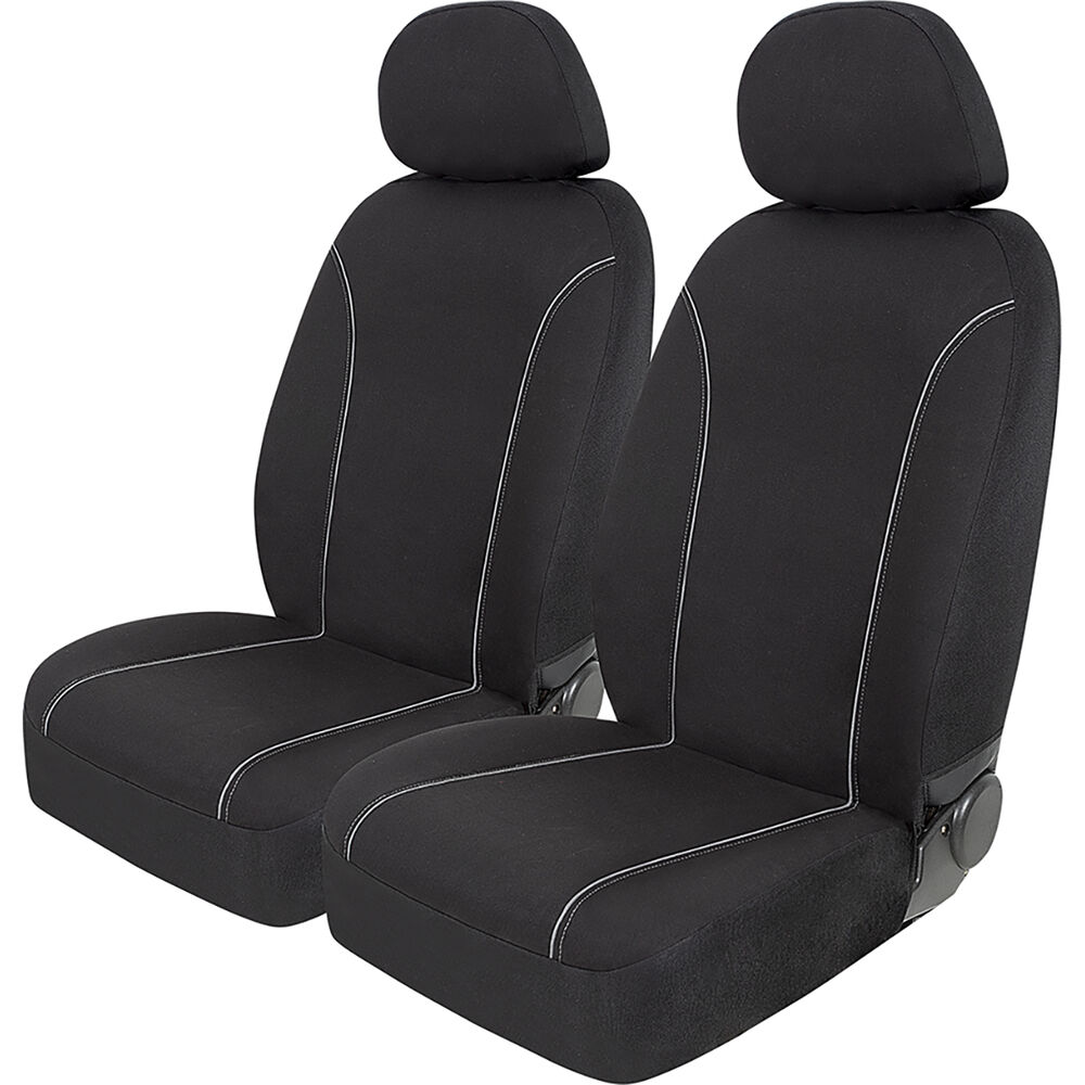 SCA Canvas Seat Covers - Black/Grey Adjustable Headrests Size 30 Front