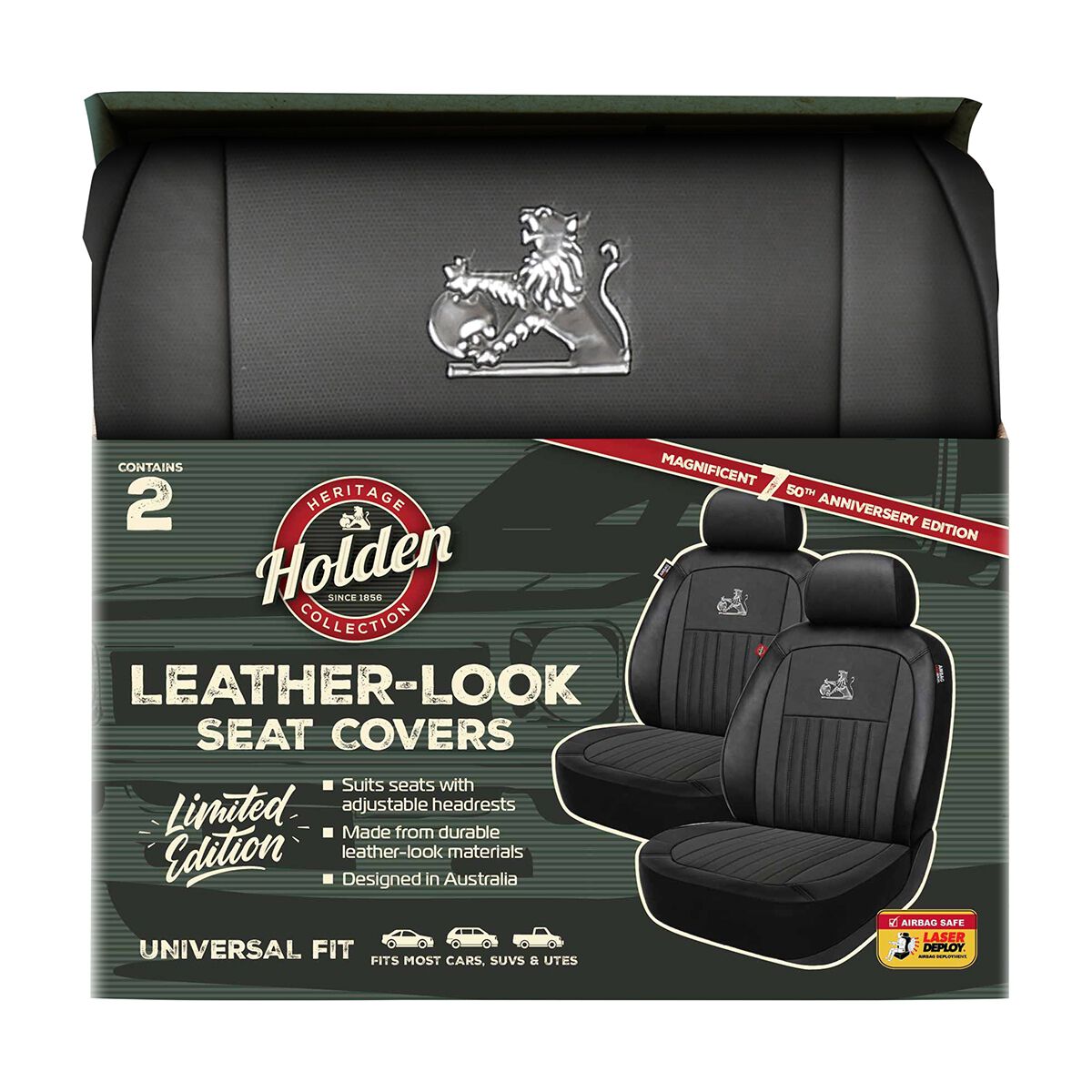 Holden Heritage 2-piece Torana Front Seat Covers - Black, , scaau_hi-res