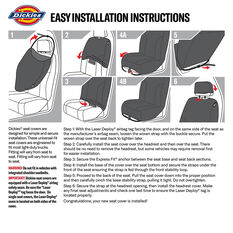 Dickies Collegiate Poly Canvas Seat Covers Black/Grey Adjustable Headrests Airbag Compatible, , scaau_hi-res
