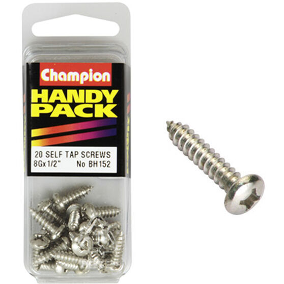 Champion Self Tapping Screws - 8G X 1 / 2inch, BH152, Handy Pack, , scaau_hi-res