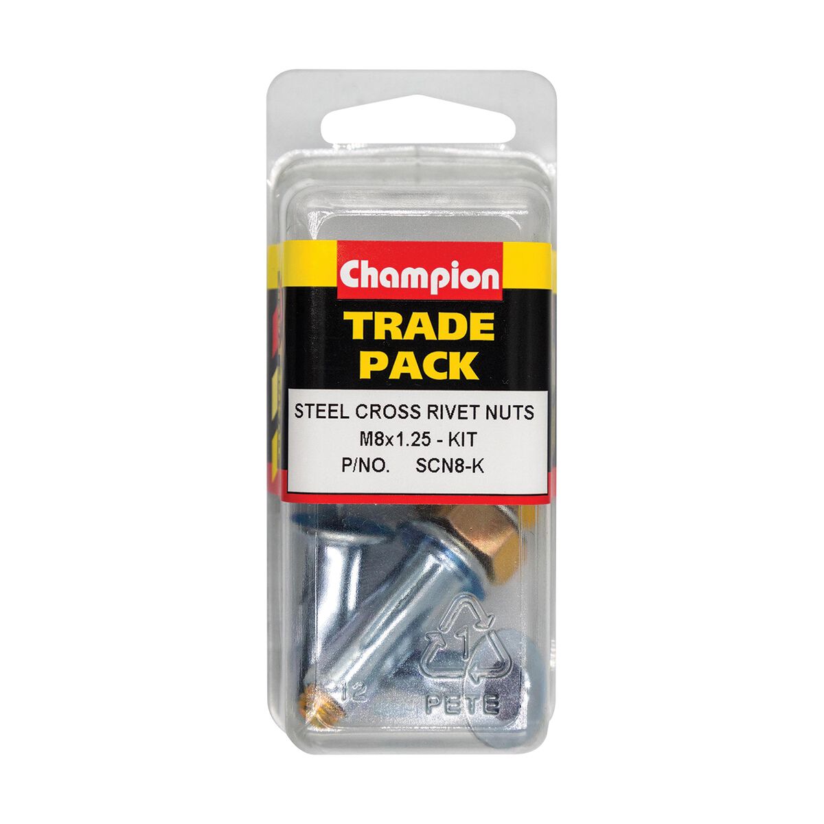 Champion Steel Cross Rivet Nuts, M8x1.25 Kit, , scaau_hi-res