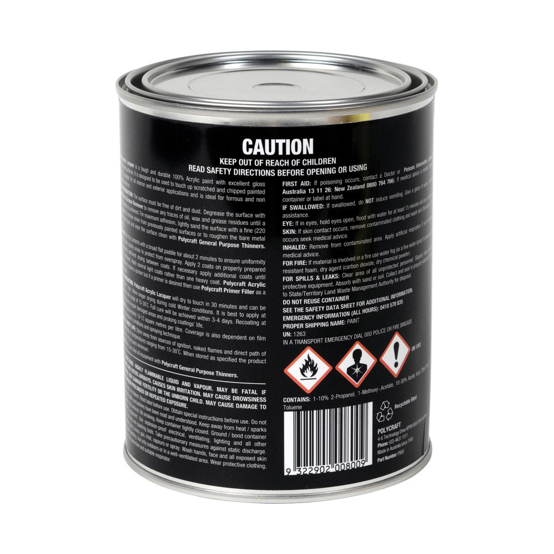 Polycraft Acrylic Gloss White 1 Litre, , scaau_hi-res