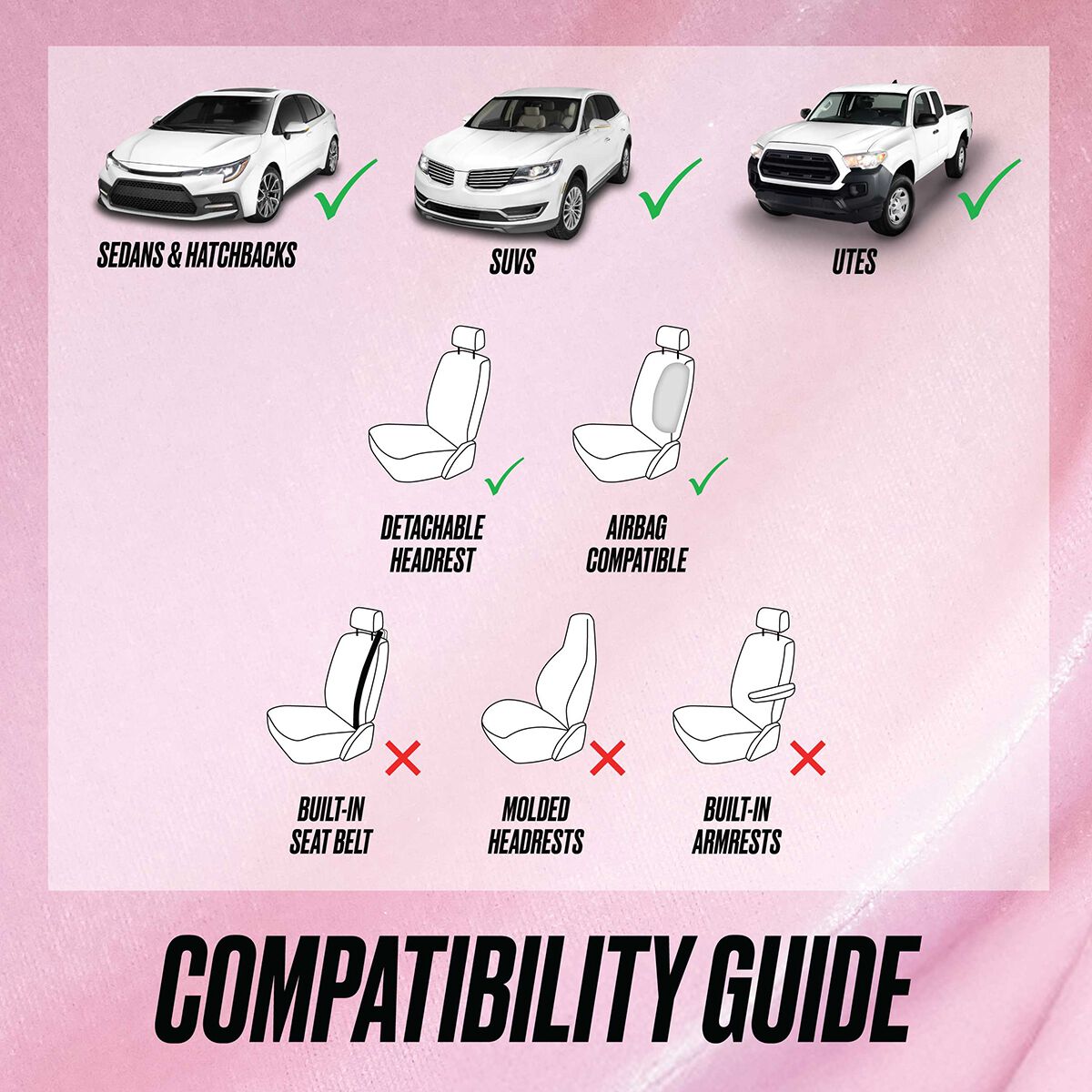 Juicy Couture 2 Piece Juicy Bling Seat Covers - Pink/Gold, , scaau_hi-res