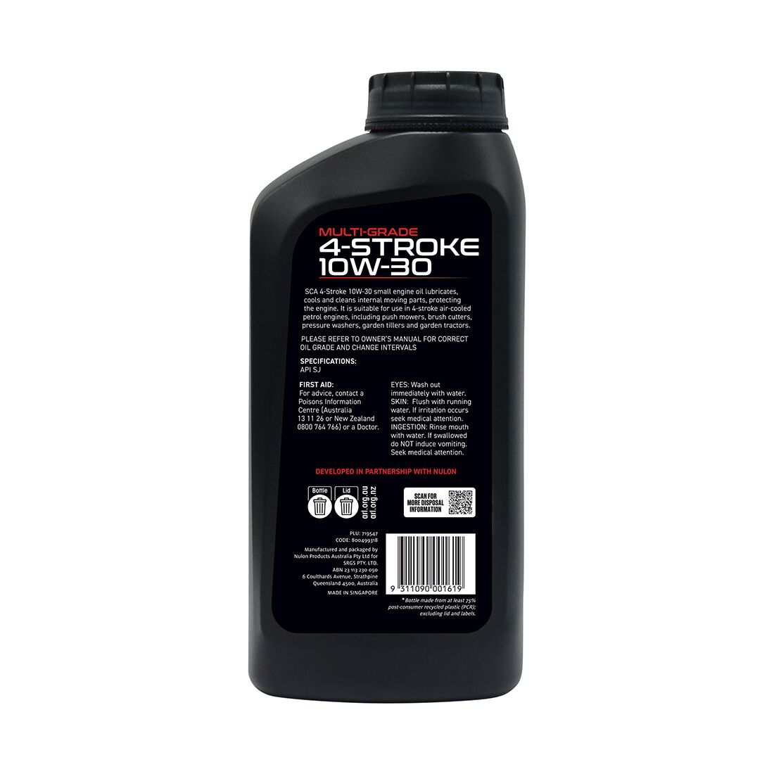SCA Multi-Grade Small Engine Oil 4 Stroke 10W-30 1 Litre, , scaau_hi-res