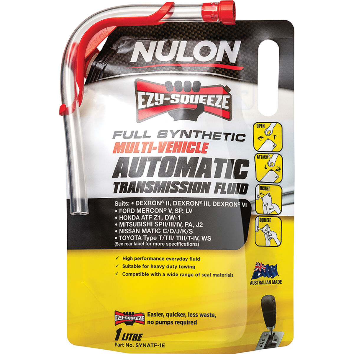 NULON EZY-SQUEEZE Multi-Vehicle Automatic Transmission Fluid - 1 Litre, , scaau_hi-res
