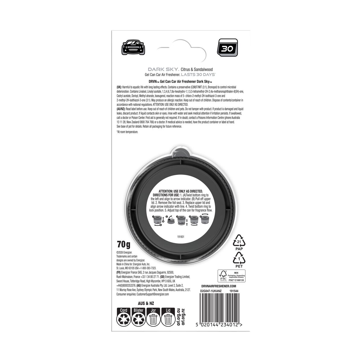 DRVN Dark Sky Gel Can Air Freshener -  1 Pack, , scaau_hi-res