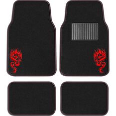 SCA Dragon Floor Mats Carpet Black/Red Set of 4, , scaau_hi-res
