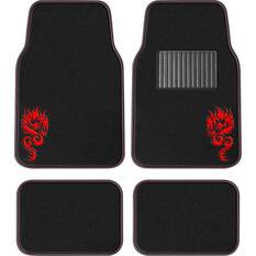 SCA Dragon Carpet Car Floor Mats - Set of 4, Black/Red, , scaau_hi-res