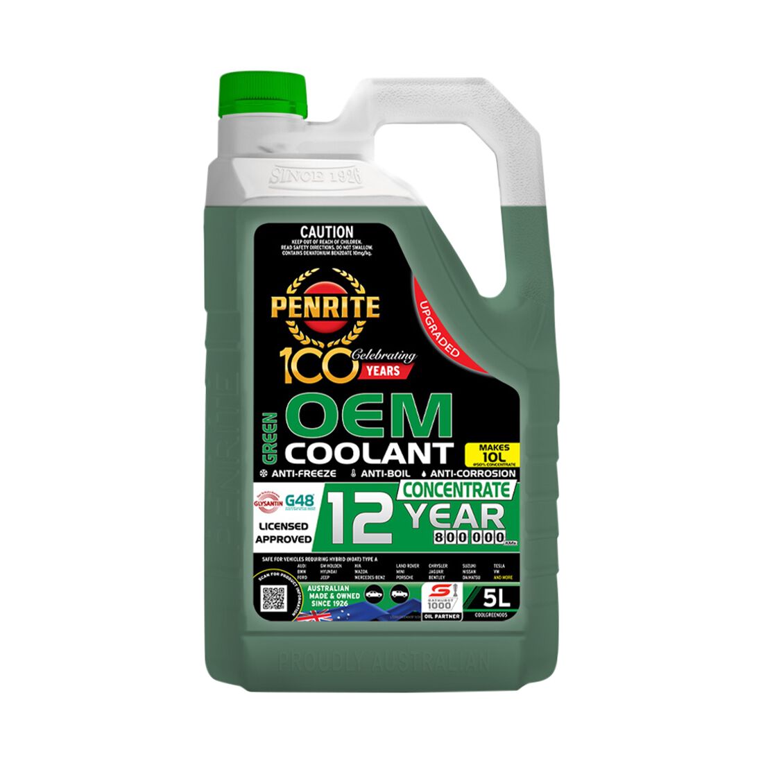Penrite Green Long Life Anti Freeze / Anti Boil Coolant Concentrate - 5 Litres, , scaau_hi-res