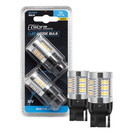 Calibre Automotive Globes - LED Amber Wedge 12V, 21W, T-20, , scaau_hi-res