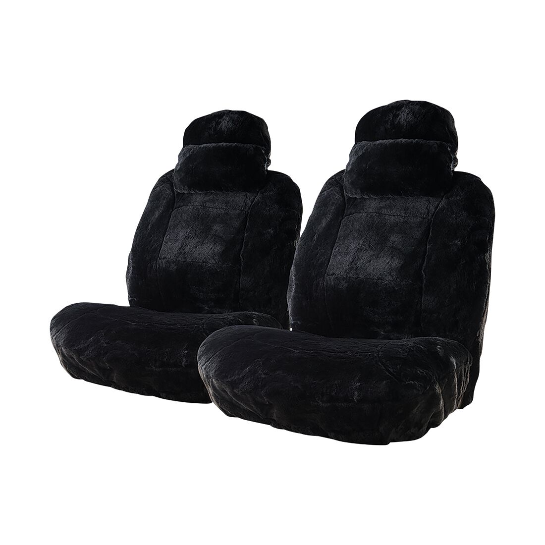 Platinum CLOUDLUX Sheepskin Seat Covers - Black Adjustable Headrests Size 30 Airbag Compatible, , scaau_hi-res