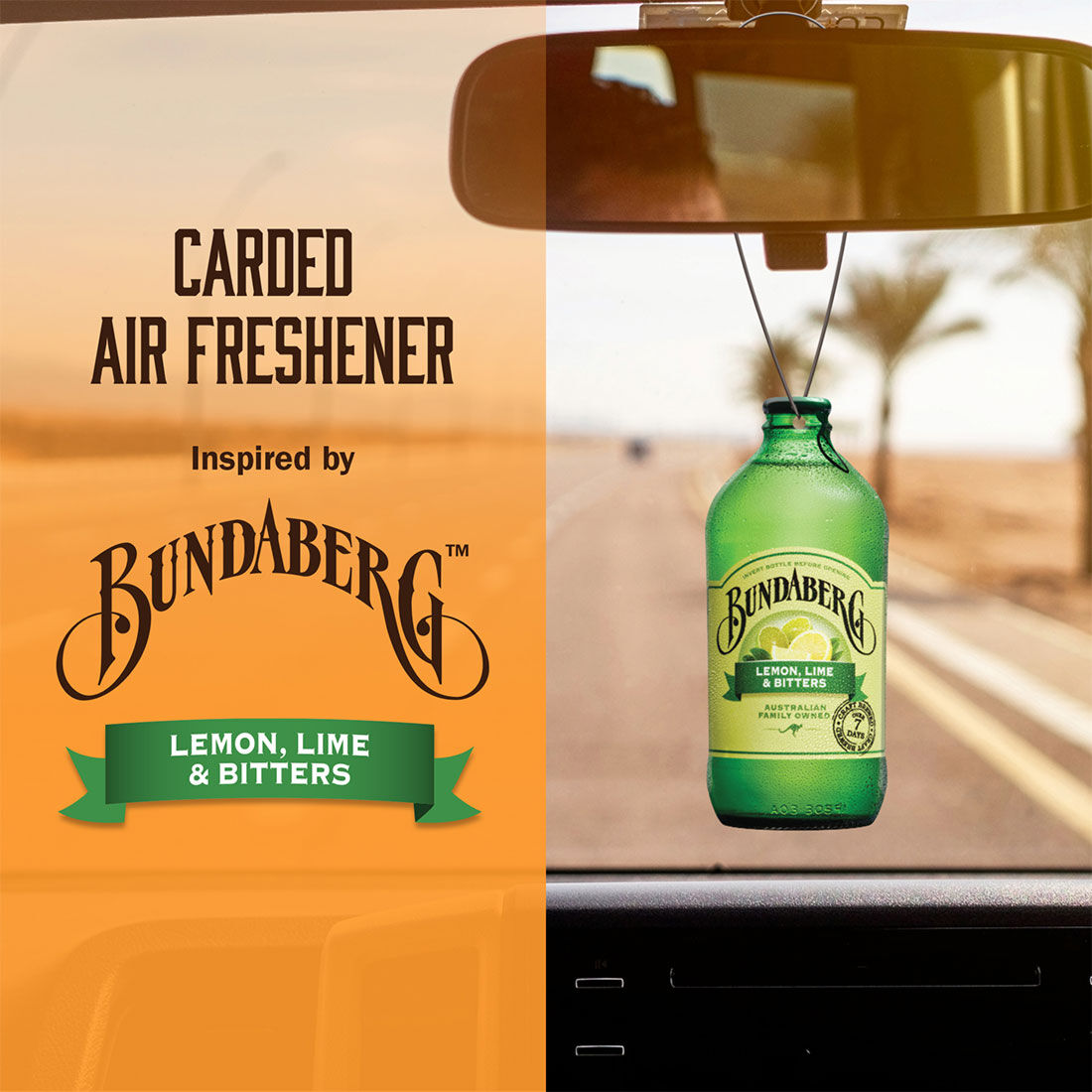 Bundaberg Carded Air Freshener - Lemon, Lime & Bitters, , scaau_hi-res