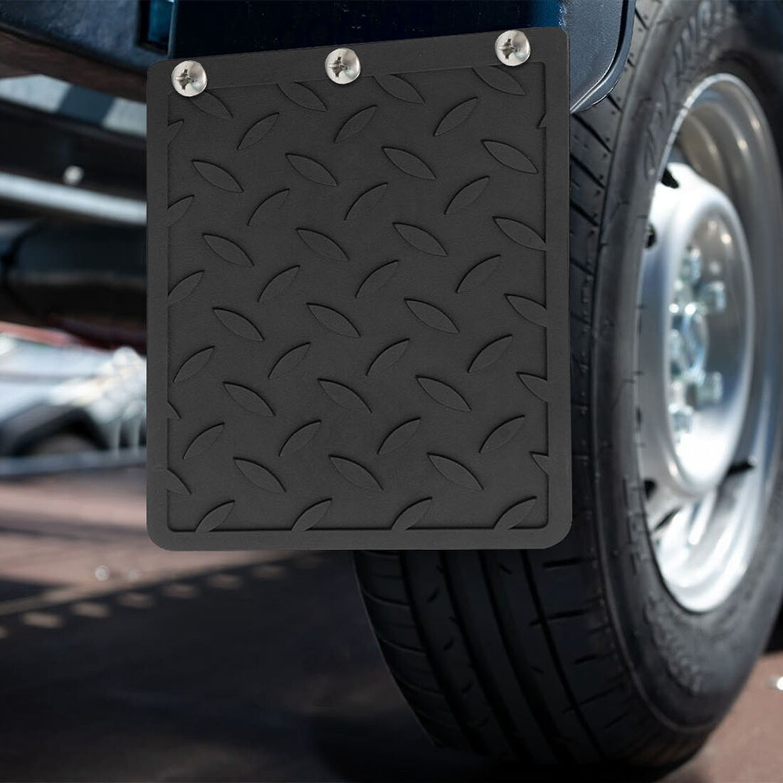 SCA PVC Mudflap Checkerplate 280x350mm Pair, , scaau_hi-res