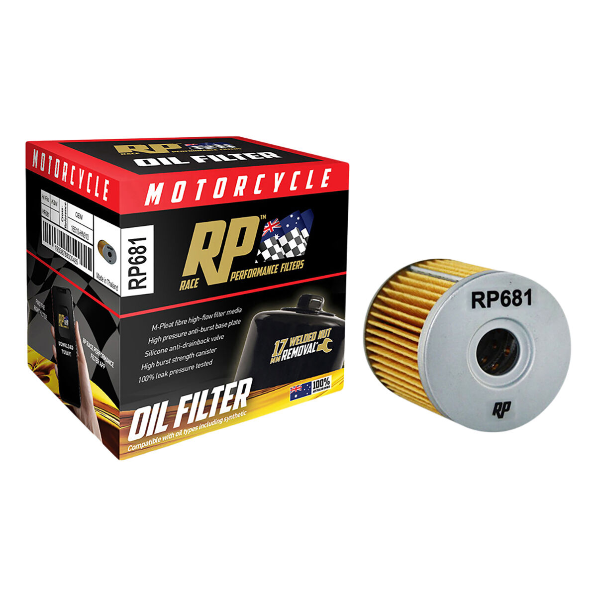 Race Performance Motorcycle Oil Filter RP681, , scaau_hi-res