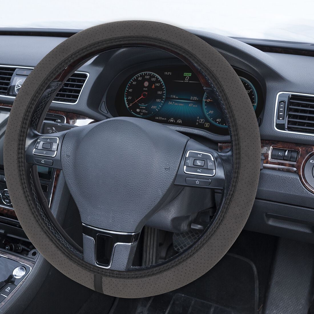 SCA Soft Steering Wheel Cover Suede Charcoal, , scaau_hi-res