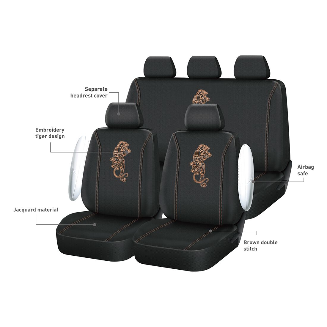 SCA Tiger Jacquard Seat Cover Bronze/Black, , scaau_hi-res