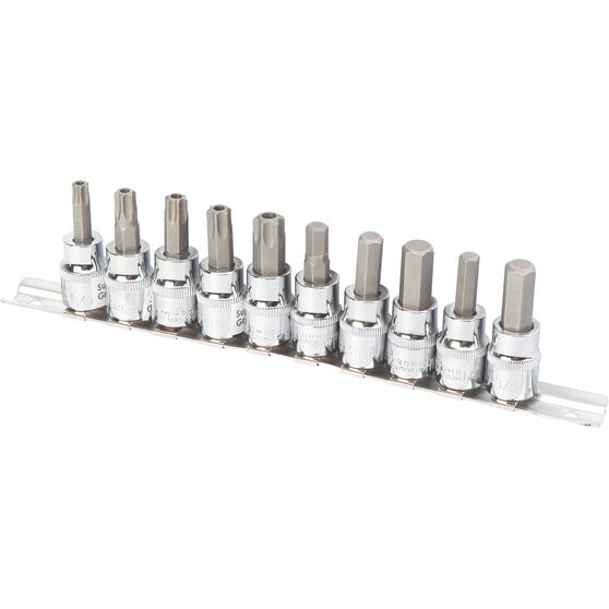 ToolPRO Hex Bit Socket Set - 3/8" Drive, Metric SAE & Torx, 10 Piece, , scaau_hi-res